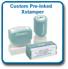 Custom Pre-Inked Xstamper pre-inked stamps are the highest quality pre-inked stamps and custom ink stamps.   Xstamper pre-inked stamps are designed to last for years with a laser engraged die for durability.  
